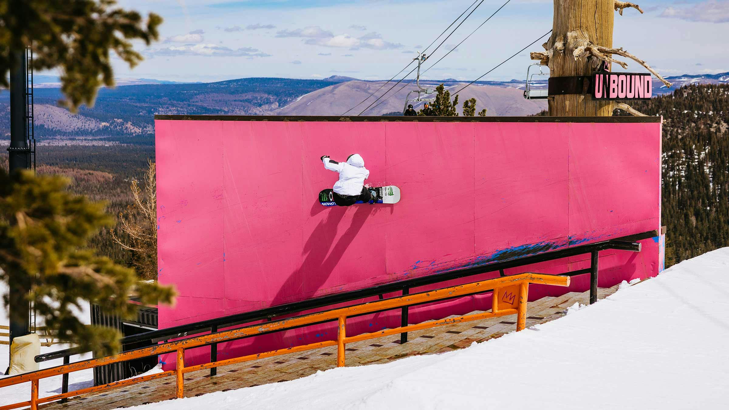 Snowboard hitting a wall ride in Main Park