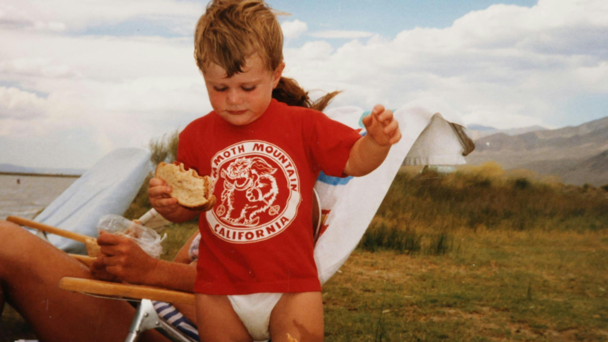 Chris Benchetler as a kid wearing a Mammoth Mountain t-shirt.
