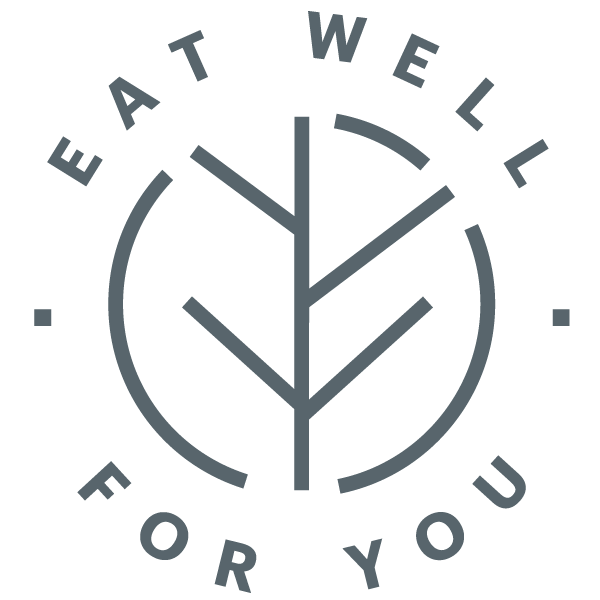 Leaf logo that reads "Eat Well For You"