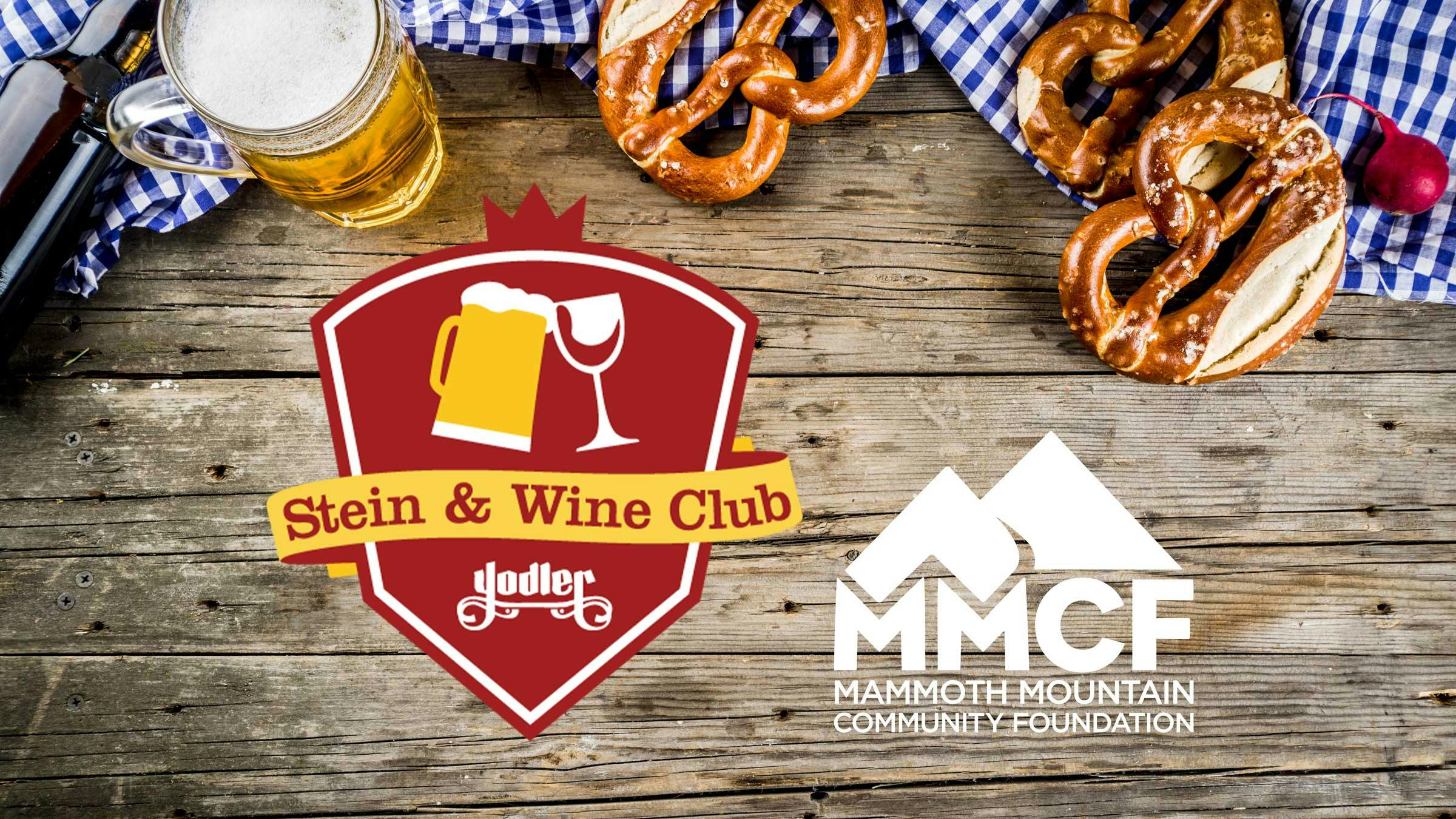 Stein & Wine Club Logo on Bavarian themed background
