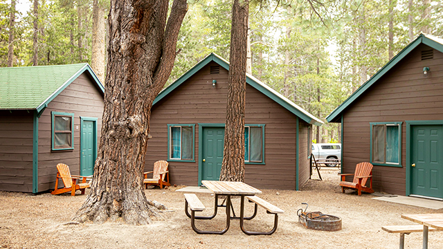 Exterior of 3 Primitive Cabins at Camp High Sierra