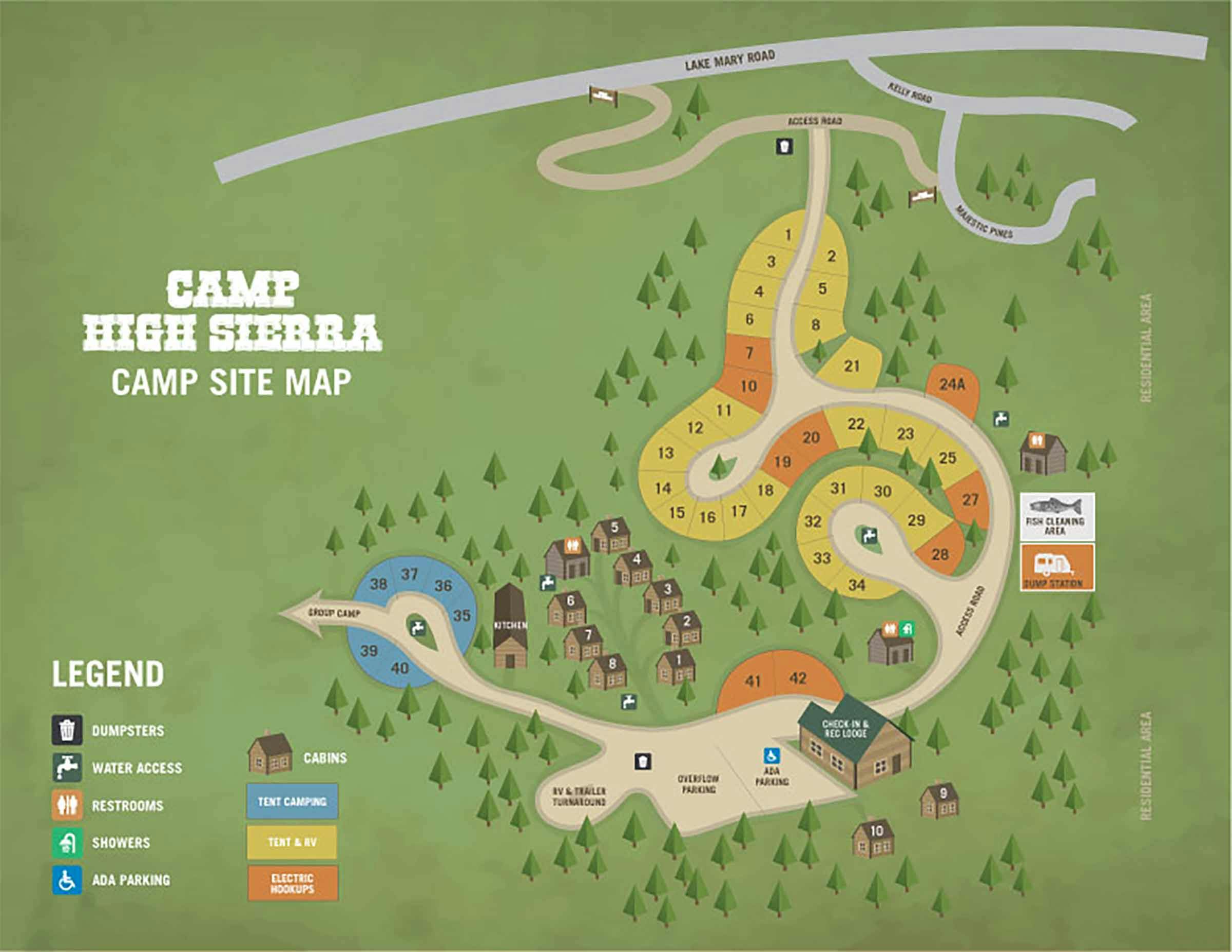 Camp High Sierra map