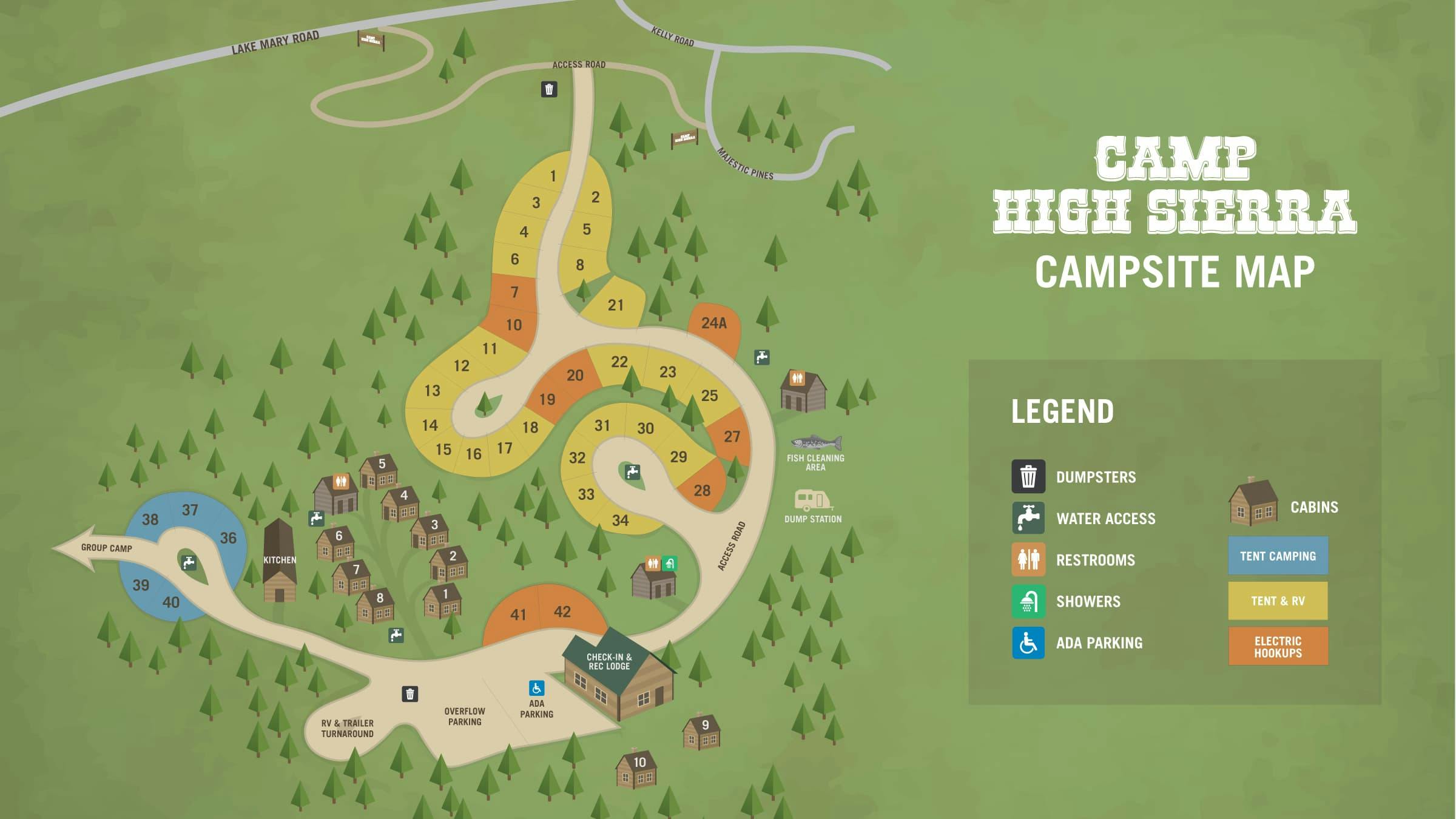 Camp High Sierra Campsite Map