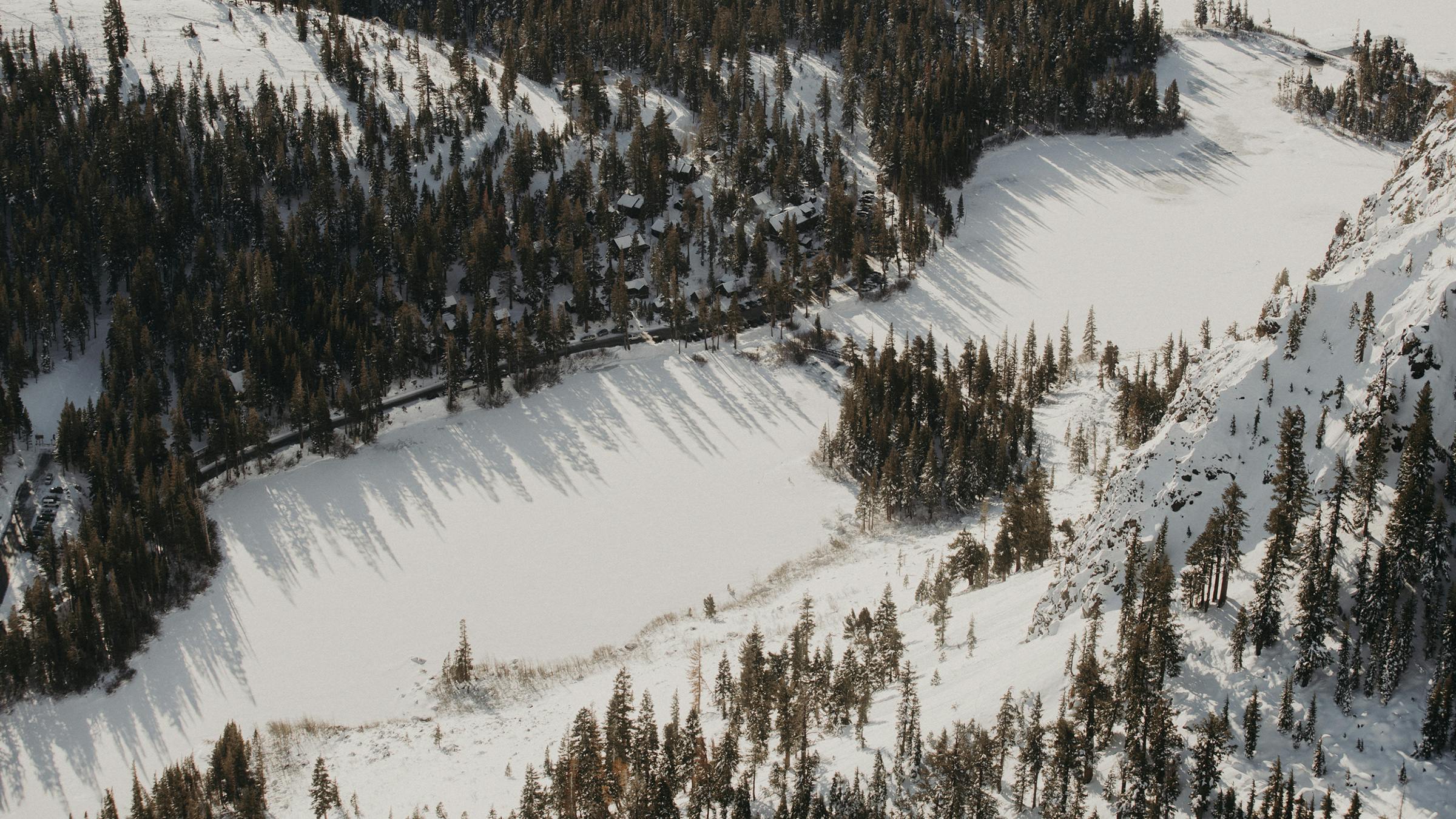 Aerial image of the Lodge in winter