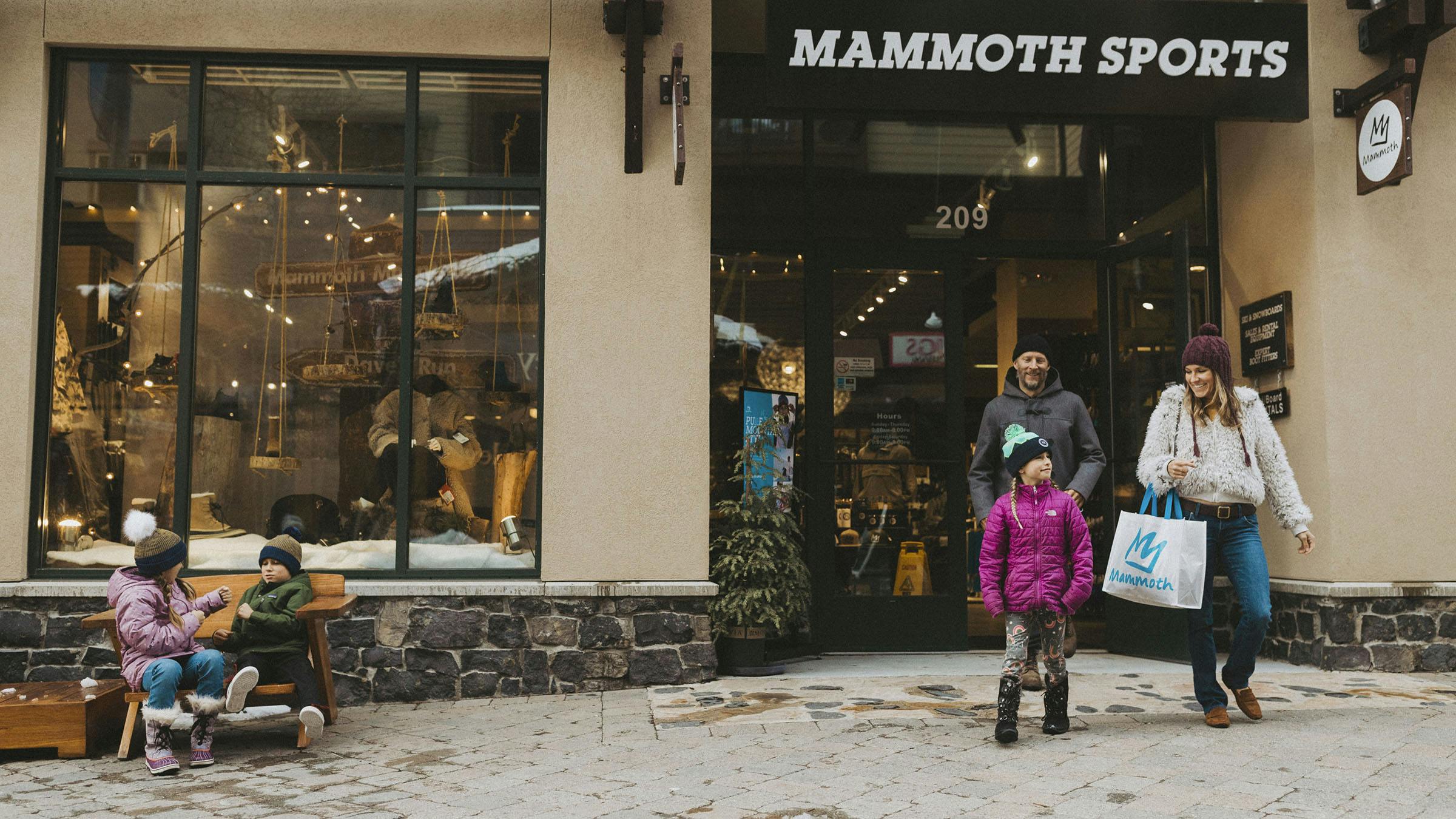 Family shopping at Mammoth Sports in The Village