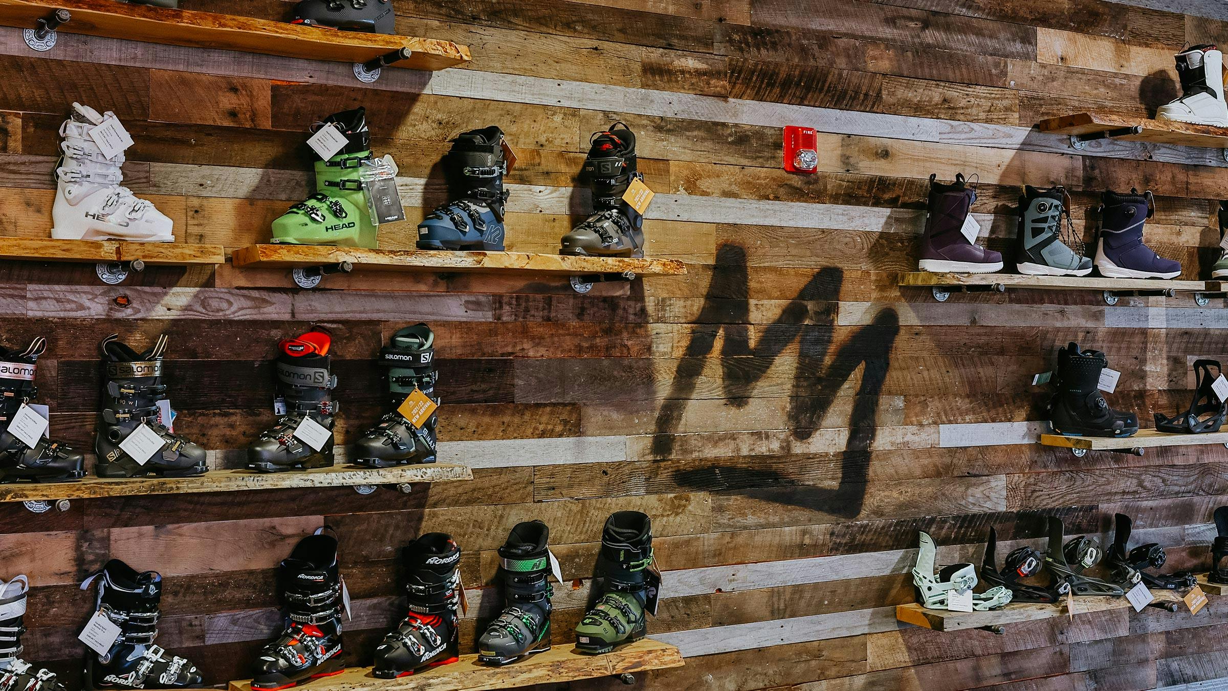 Ski boots on wall