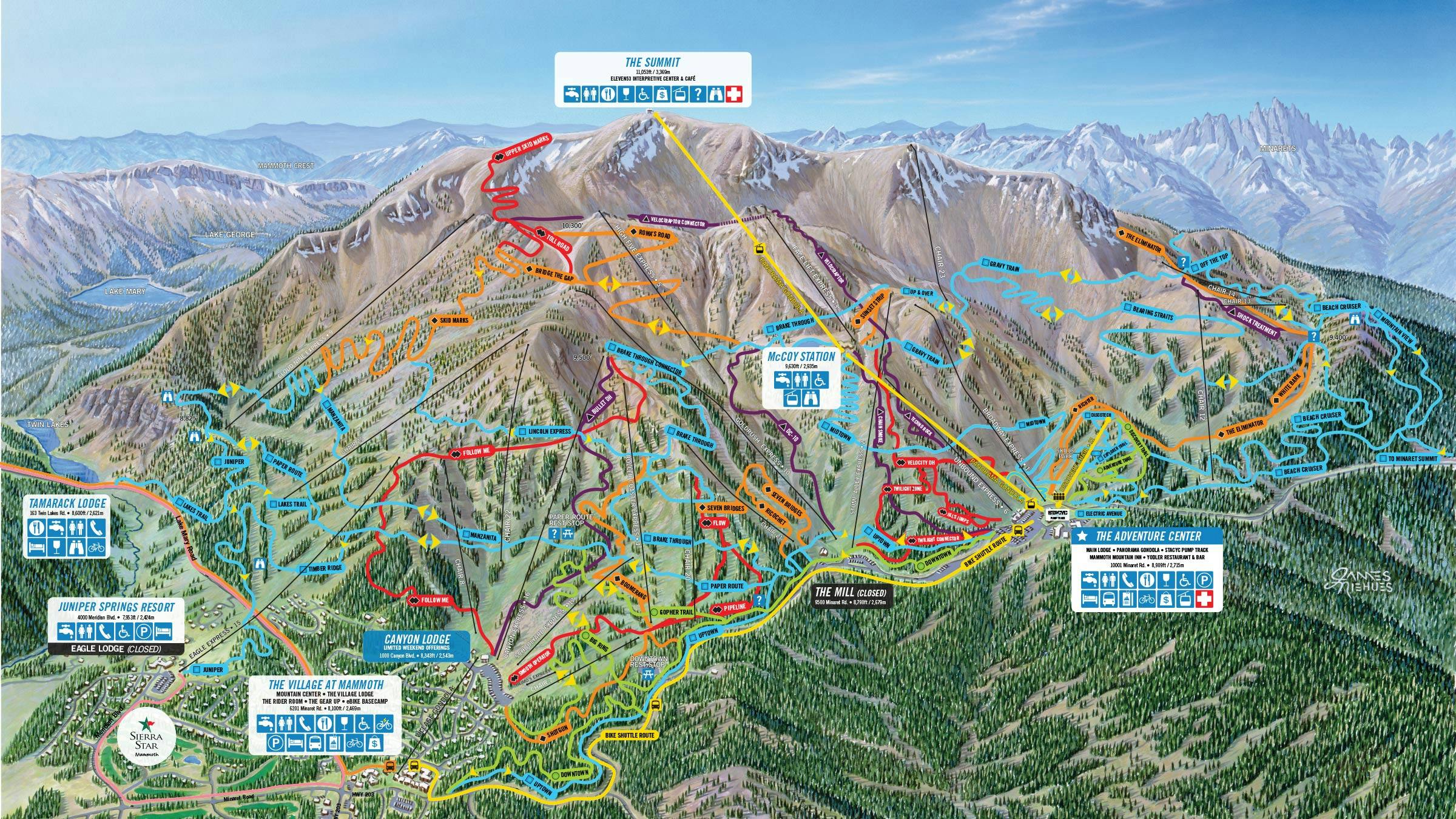 Mammoth Bike Park Trail Map – Front