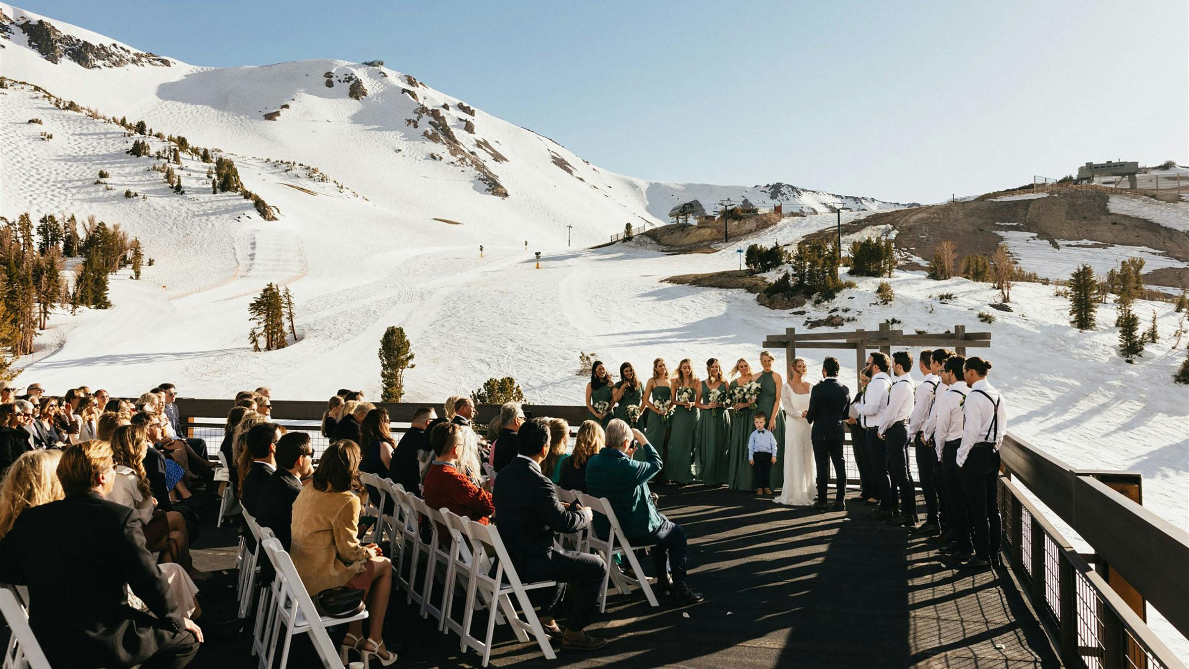 Outdoor wedding venue at Mammoth Mountain outside at McCoy Station