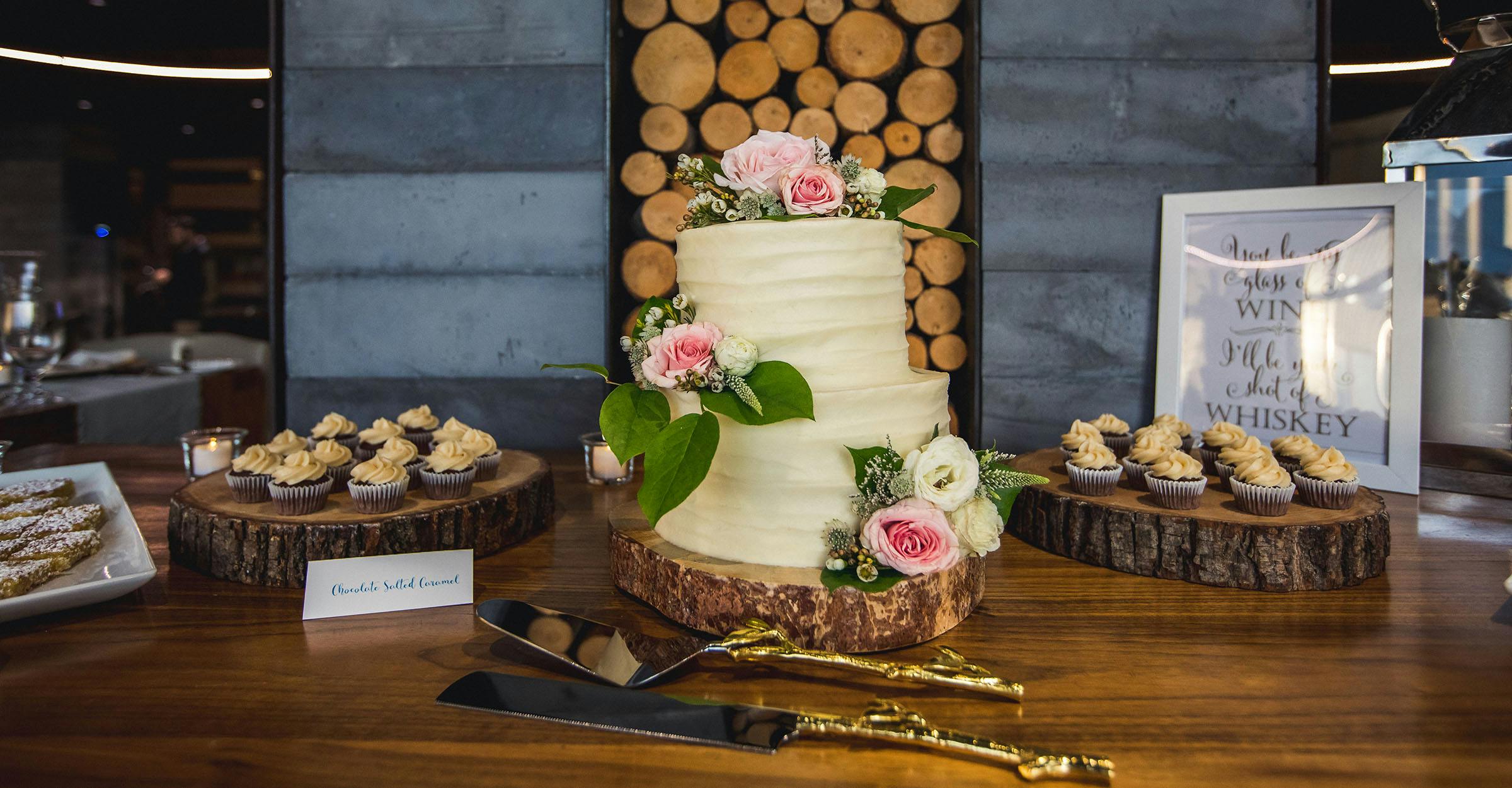 Wedding cake and desserts offered on the wedding menu at Mammoth Mountain