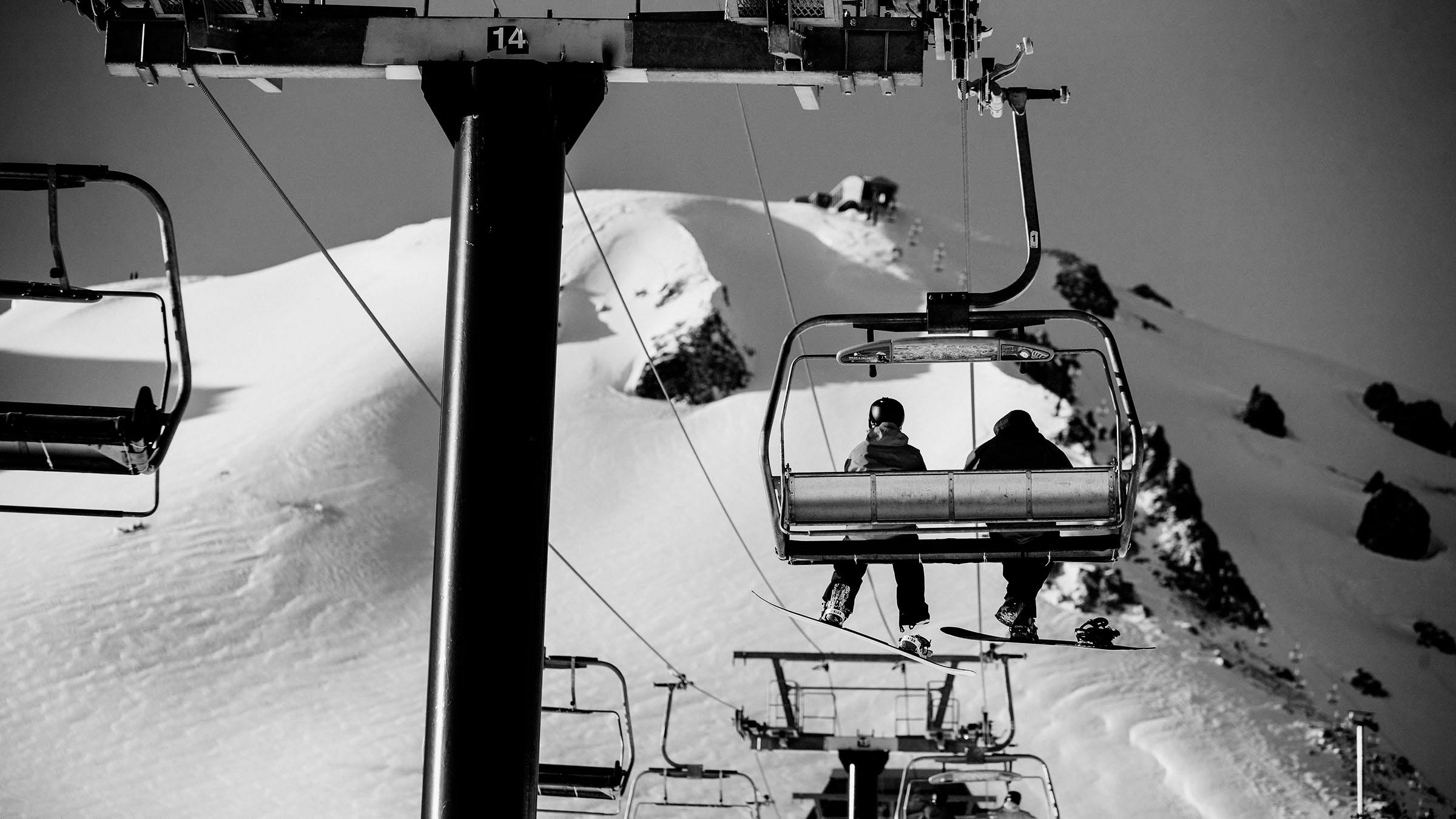 Two people on chairlift