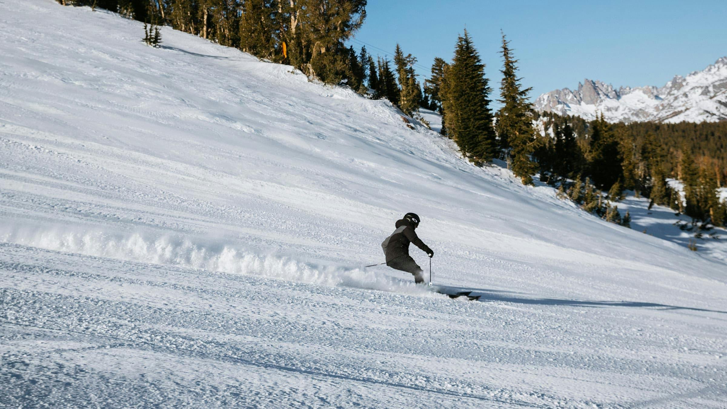 Skier on a groomed run