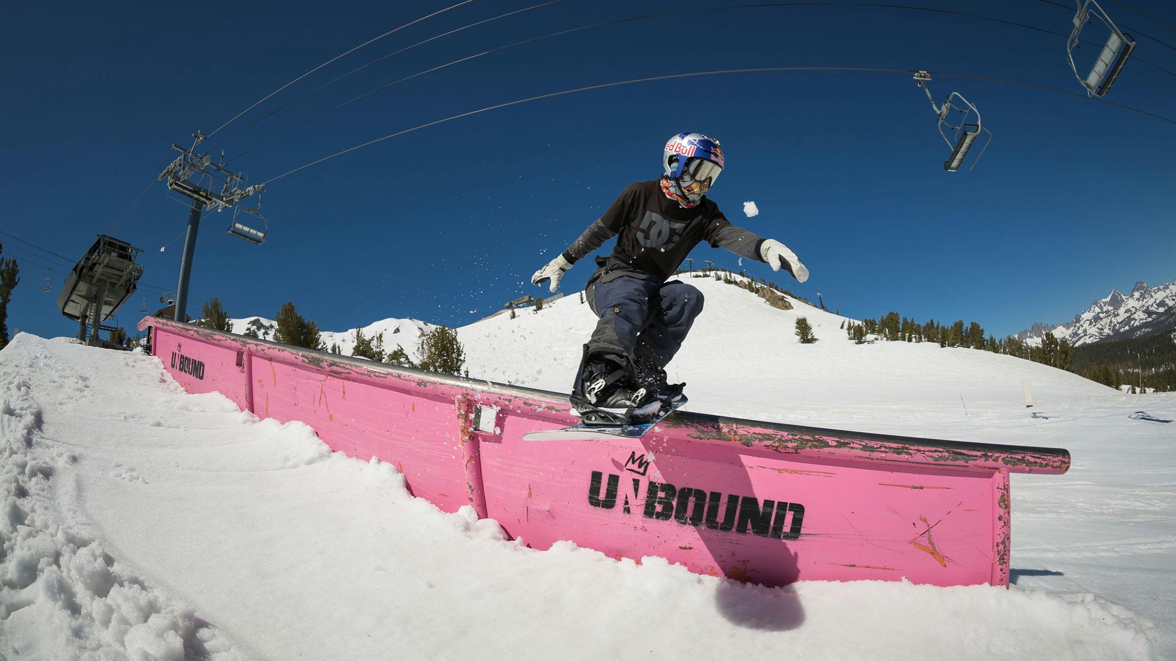 Snowboarder in Unbound Terrain Park